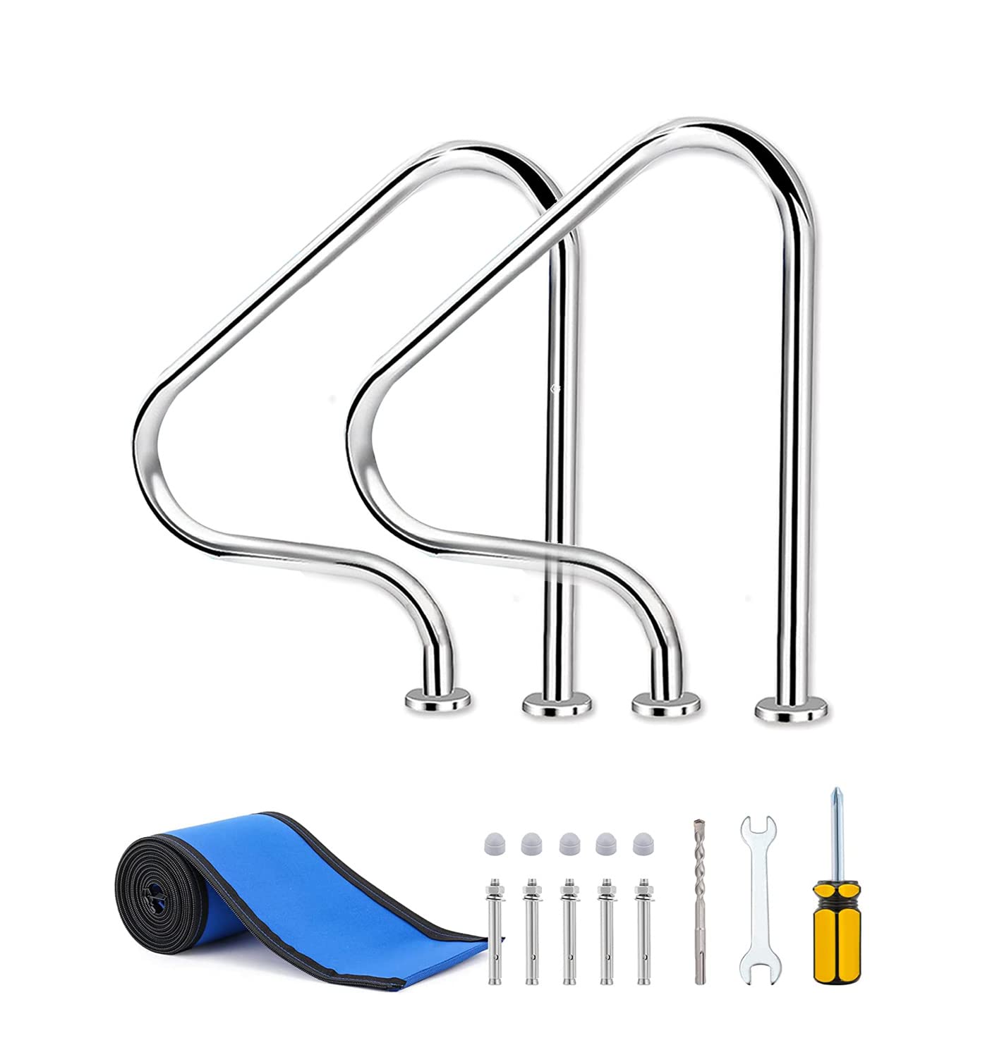 MSHGSKU Pool Handrail - Braced Easy Mount Grab Rail with Self-Taping Screws for Garden and Backyard Pools