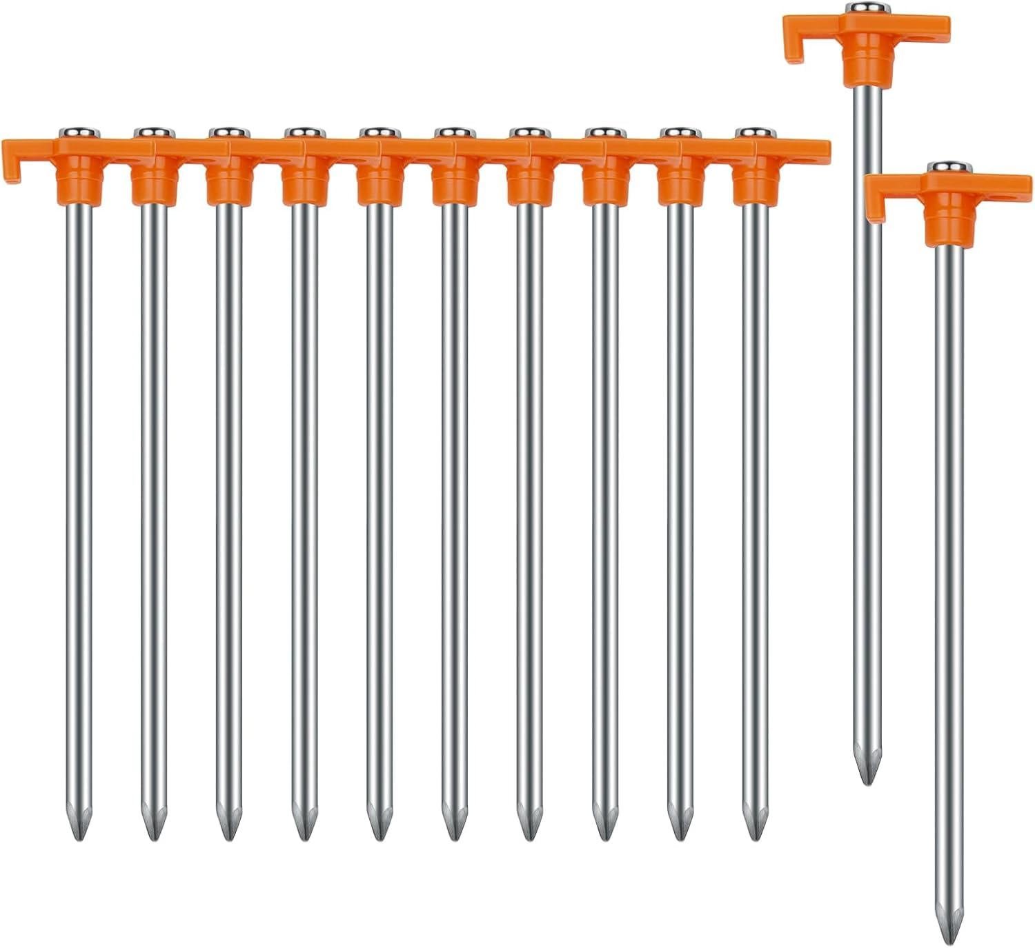 12PCS Tent Stakes Heavy Duty Camping Stakes,AVOFOREST 10 Inch Non-Rust Metal Tent Pegs Ground Stakes Tent Spikes Camping,Garden,Hiking Orange