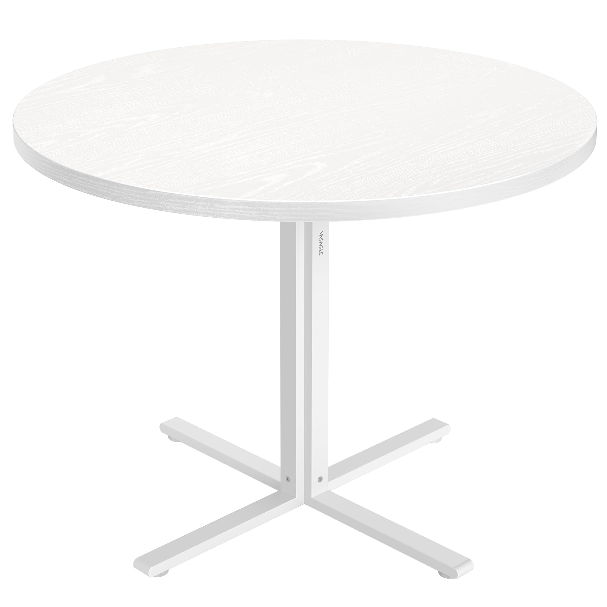 VASAGLE Mesa de Comedor Redonda, Mesa de Cocina Pequeña para 4 Personas, Estilo Rústico, Superficie Resistente al Agua, Diámetro de 80 cm, Alto de 74,​8 cm, para Salón, Blanco Nieve KDT082W01