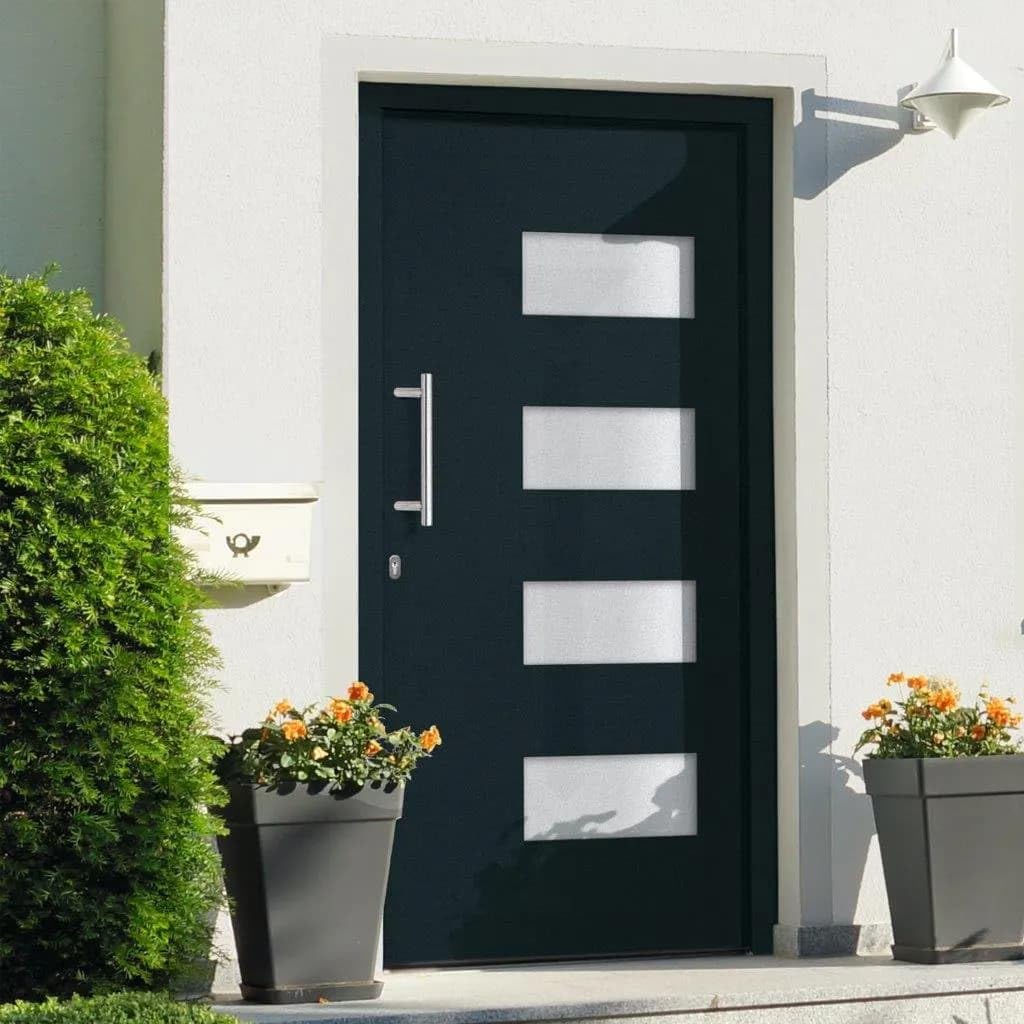 INLIFE Puerta de entrada de aluminio y PVC, antracita, 110 x 210 cm, 74,13 kg, 3056829
