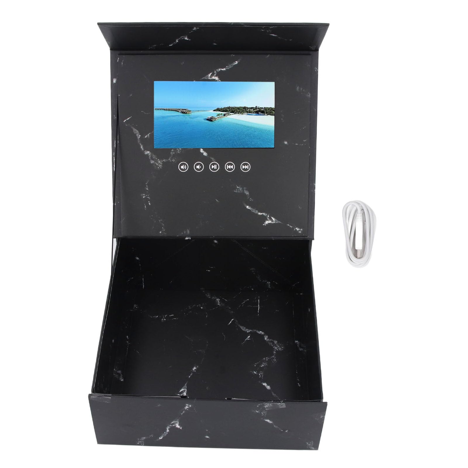 Tarjeta de Felicitación con Vídeo con Pantalla LCD de 7 Pulgadas, Caja de Regalo Personalizada para Aniversario, Cumpleaños, Día de San Valentín, Memoria de 128 M, Compatible con MP4/AVI/JPEG