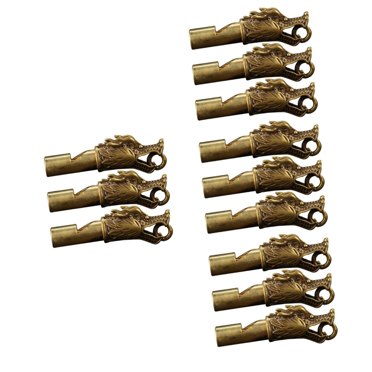BESPORTBLE 12piezas Silbato De Emergencia De Cobre Silbato Portátil para Camping y Senderismo De Seguridad Diseño De Dragón para Entrenadores y Profesores
