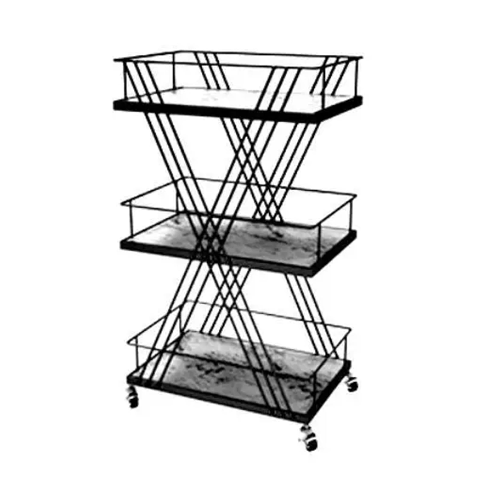 utility cart Mobile Trolley,Storage Rack with Whee,l Basket,Multi-layer Carts,Kitchen Furniture Carts Stands(Black)