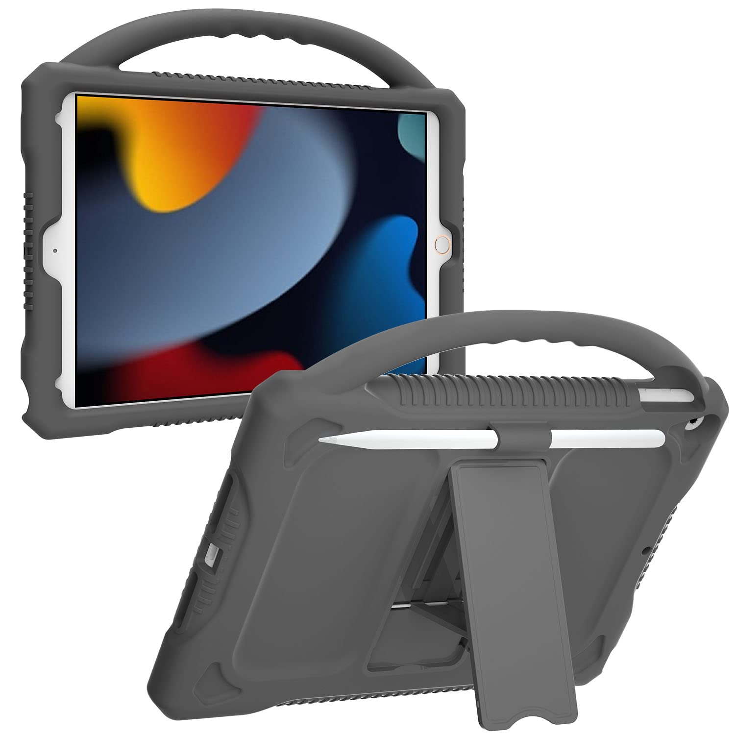 Custodia Antiurto In Silicone Per IPad 10.2” (7ª/8ª/9ª Gen) – Con Protezione Schermo, Maniglia E Tracolla Per Bambini!