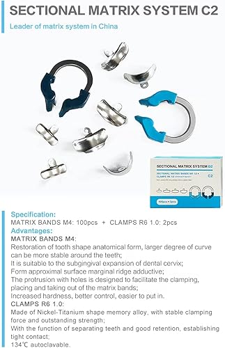 Miniatura 6 de Sistema de matriz seccional dental, bandas de matriz de repuesto de matrices contorneadas seccionales dentales, matrices metálicas contorneadas