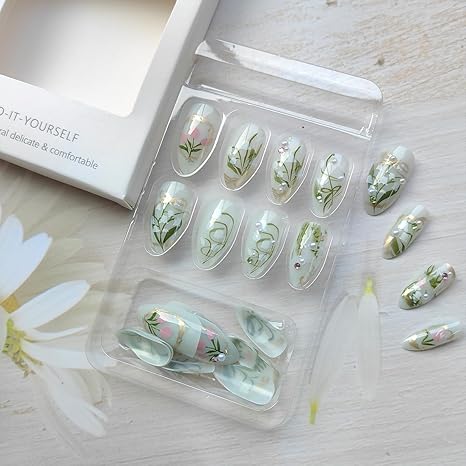 🌸 Spring Nails: 24Pcs Flower Press-on Nails