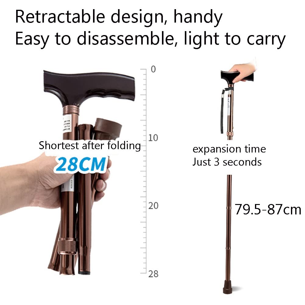 Bastón Plegable Bastón de Aluminio Ligero Muletas telescópicas portátiles para antebrazo con Punta de Goma Antideslizante Ayuda de Movilidad equilibrada (Color: 1 Unidad)