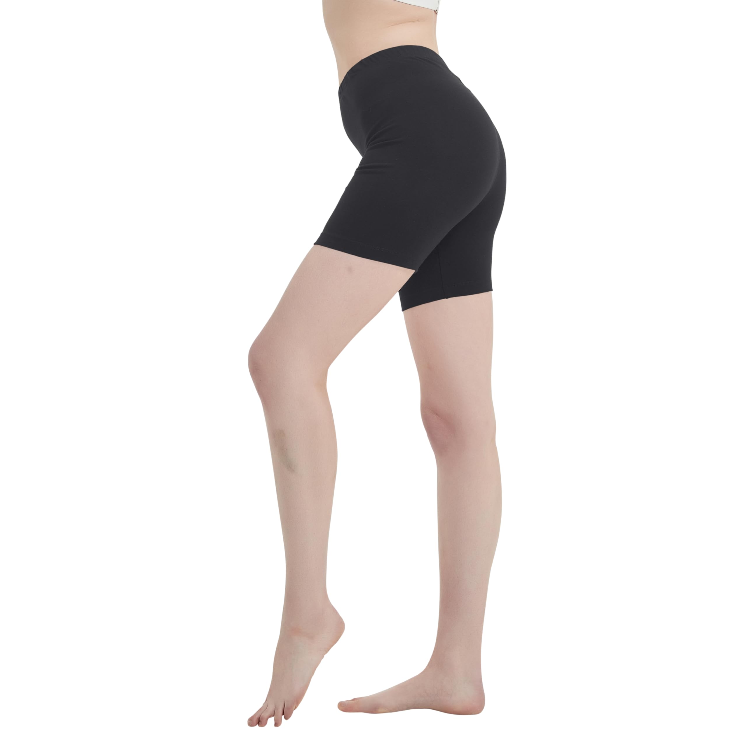 Cotton Spandex Yoga Shorts for Women, Gym Exercise Running Dance Workout Shorts Regular and Plus Size Made in USA Charcoal