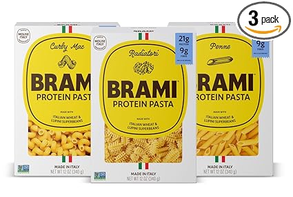 Brami Italian Protein Pasta, Variety | Low Carb | High Fiber | High Protein | Non-GMO | Keto | Made in Italy | Dry Pasta | Semolina | Fortified with Heart Healthy Lupini Beans | 12oz (Pack of 3)