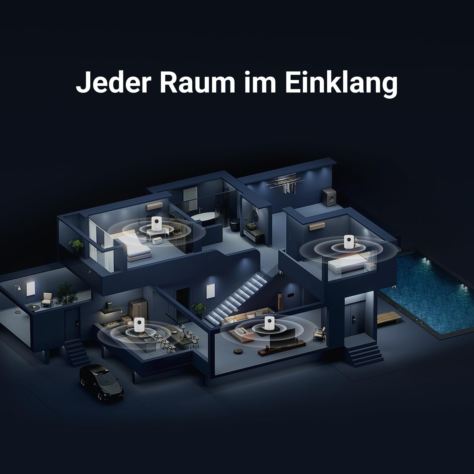 WiiM Sound Smart Lautsprecher, 1,8″ Touchscreen, Hi‑Res 24‑bit/192 kHz, AI RoomFit™ Raumkorrektur, 100W Spitzenleistung, Wi‑Fi 6E/Bluetooth 5.3, Multiroom & Stereo-Kopplung, inkl. Fernbedienung, Weiß