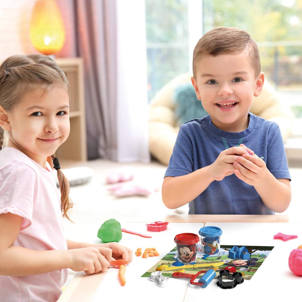Disney - Knetmasse für Kinder, 3 Jahre, Knetmasse für Kinder, mit Zubehör und Formen, ungiftig, weich, Knete, Koffer Mickey Mouse