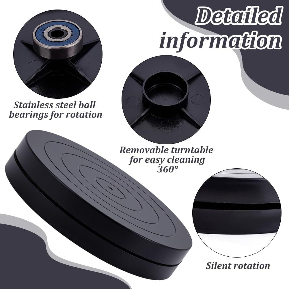 UNICRAFTALE 2Pcs Ceramic Rotation Wheel Black Clay Double Side Turntable Wheel 17.7cm Plastic Mini Turntable Ceramic Stand Sculpting Rotate Spinner Craft Platform Tool for Paint Spraying and Crafting image 4