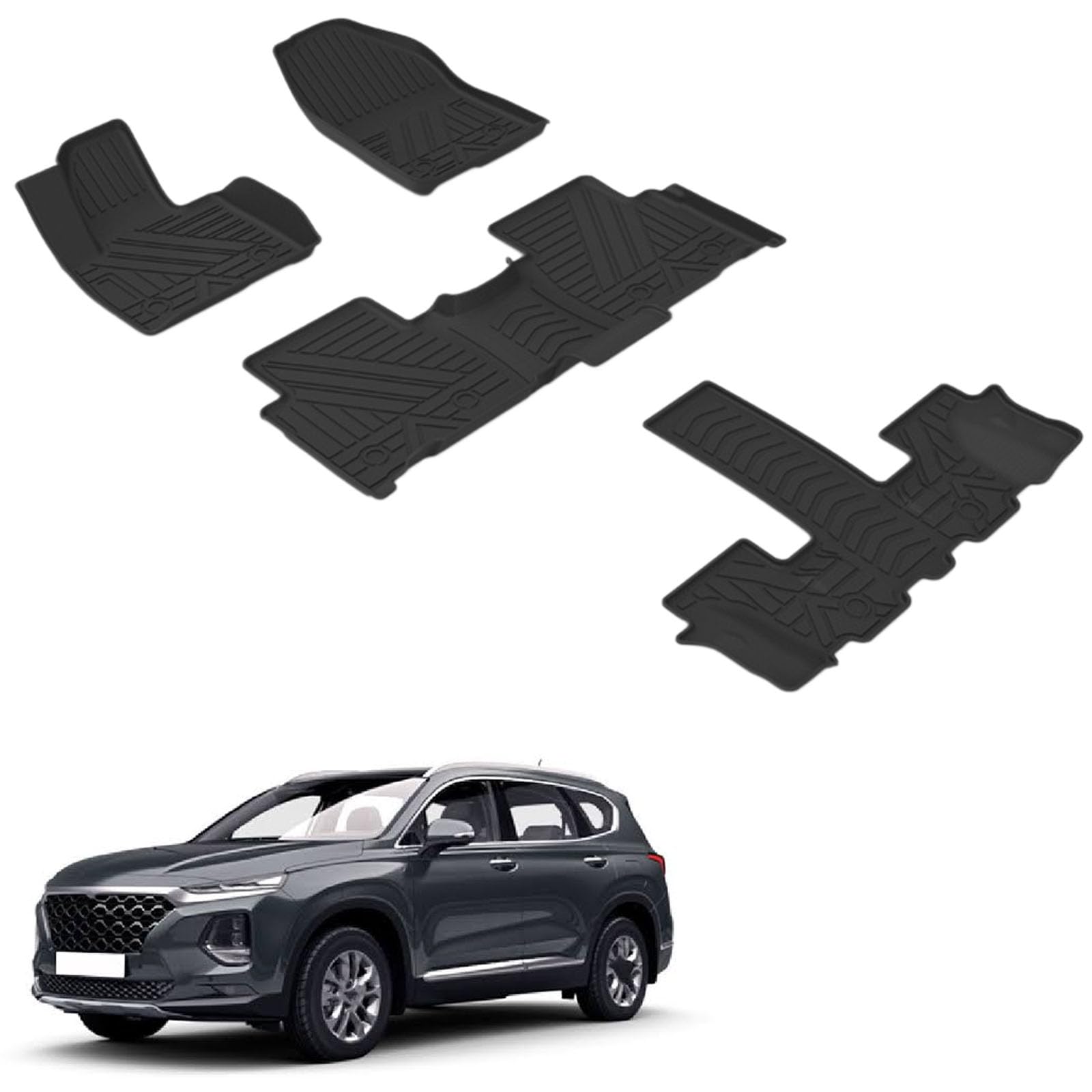 PAPEP Floor Mats for Hyundai Santa Fe 6-seater 2019-2023 RHD