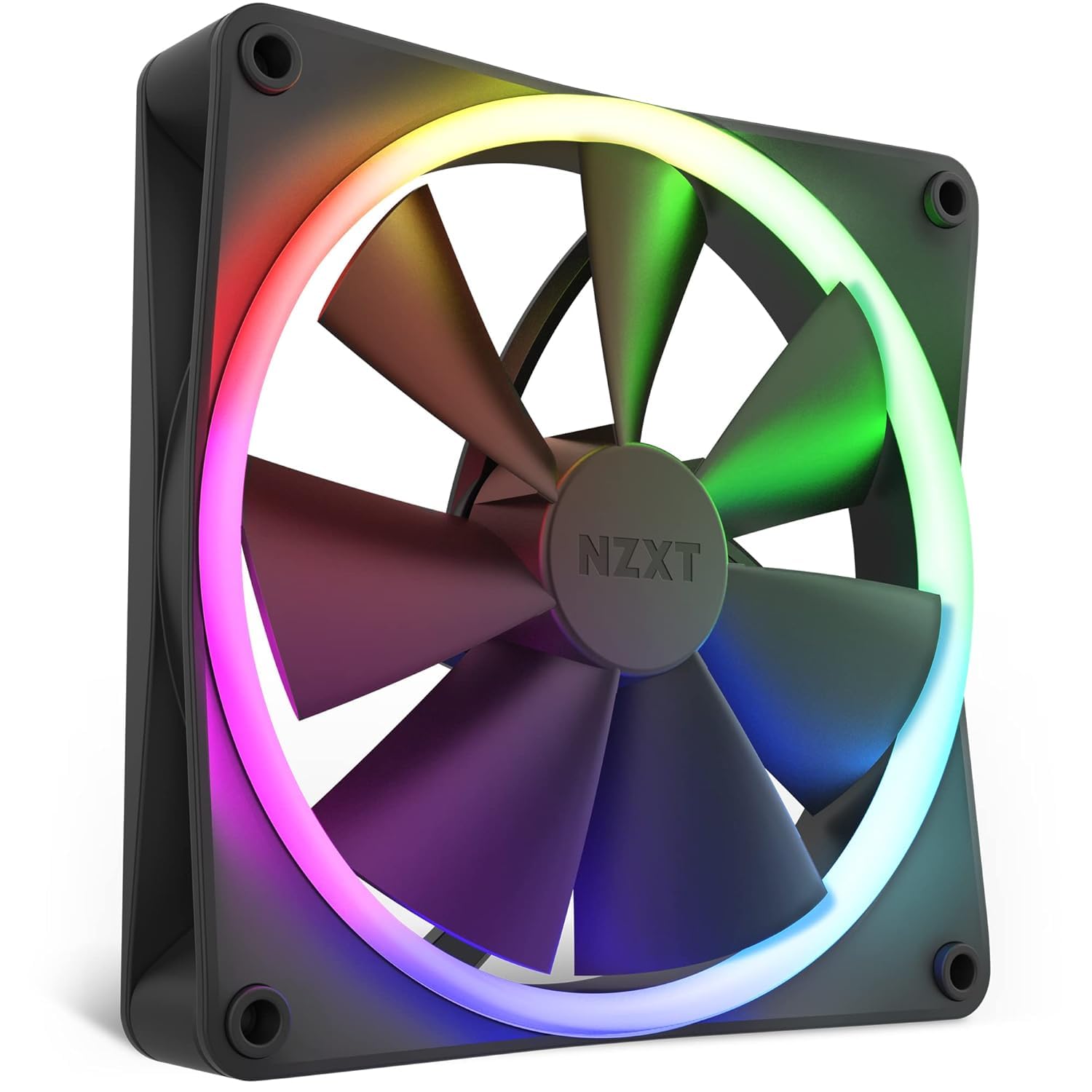 NZXT F140 RGB Fans - RF-R14SF-B1 - Erweiterte Anpassung der RGB-Beleuchtung – Flüsterleise Kühlung – Single (RGB-Lüfter und Controller ERFORDERLICH & NICHT ENTHALTEN) -140mm-Lüfter – Schwarz