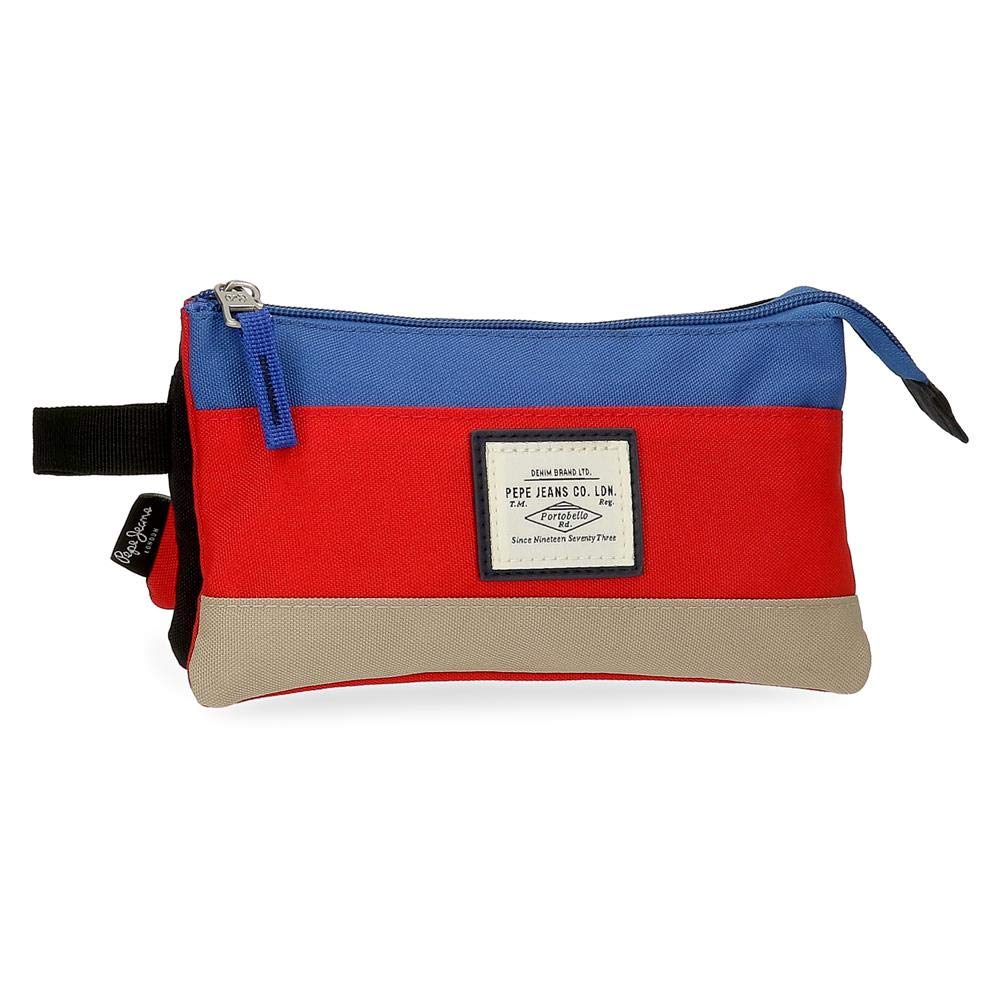 Pepe Jeans Dany, Estuche Tres Compartimentos Niños, Azul (Blue), 22x12x5 Cms