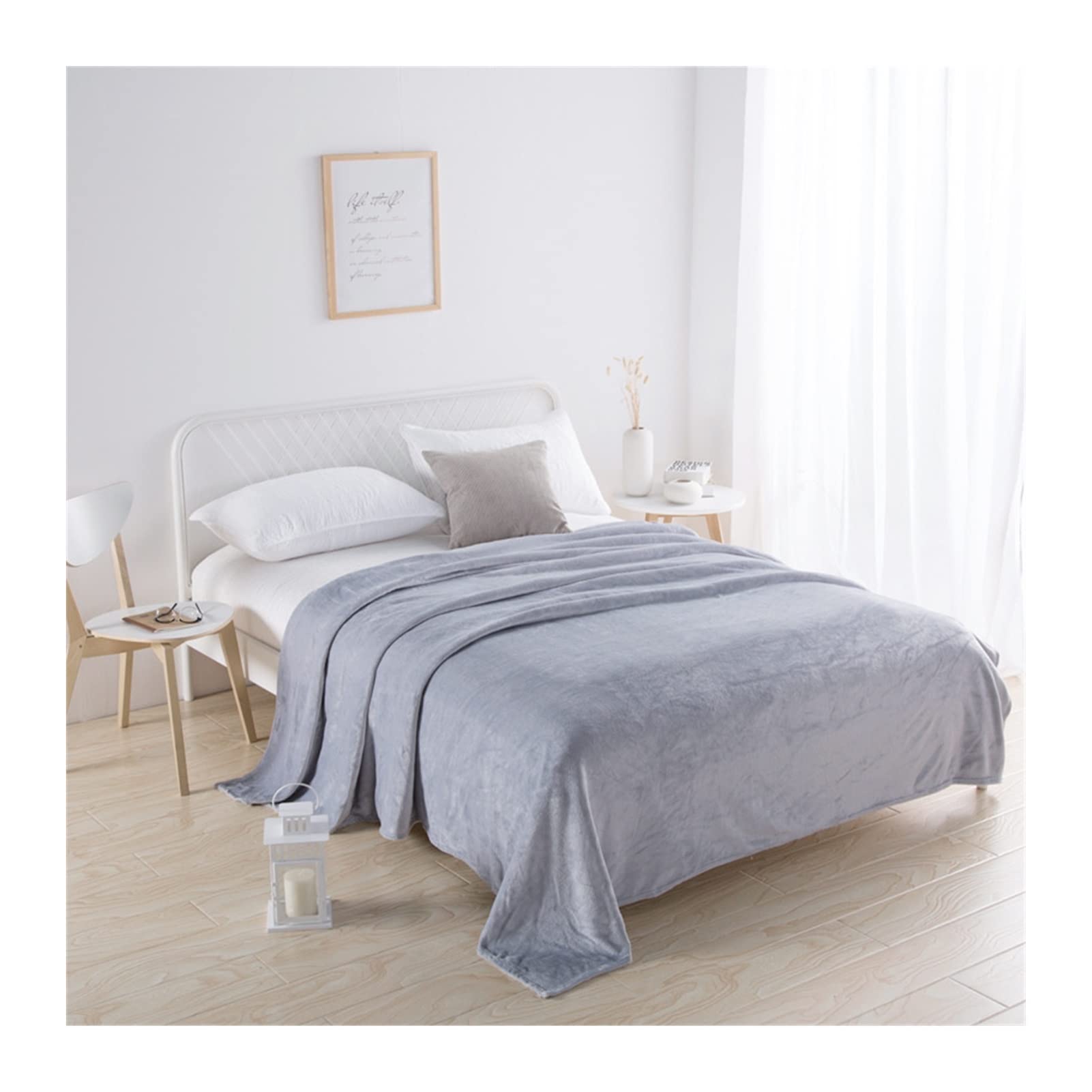 EBzvblxm Cooling Blanket for Summer, Cooling Winter Plaid Blanket Multicolor Multiple Sizes(Light Grey,150x200cm)