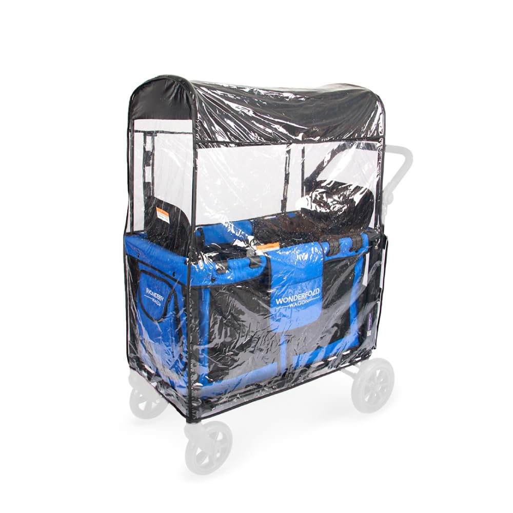 WONDERFOLD Regenschutz für Kinderwagen aus leichtem, transparentem Blatt mit kleinen Belüftungslöchern und Klettverschluss für einfachen Zugang (W2 OG)
