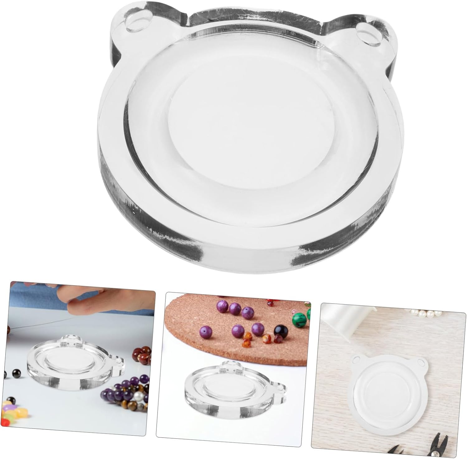 SEWOART Clear Acrylic Jewelry Making Tray Cute Bear Shaped Bead Board for Necklace and Bracelet Crafting Durable and Easy to Clean Organizer for DIY Beading Projects