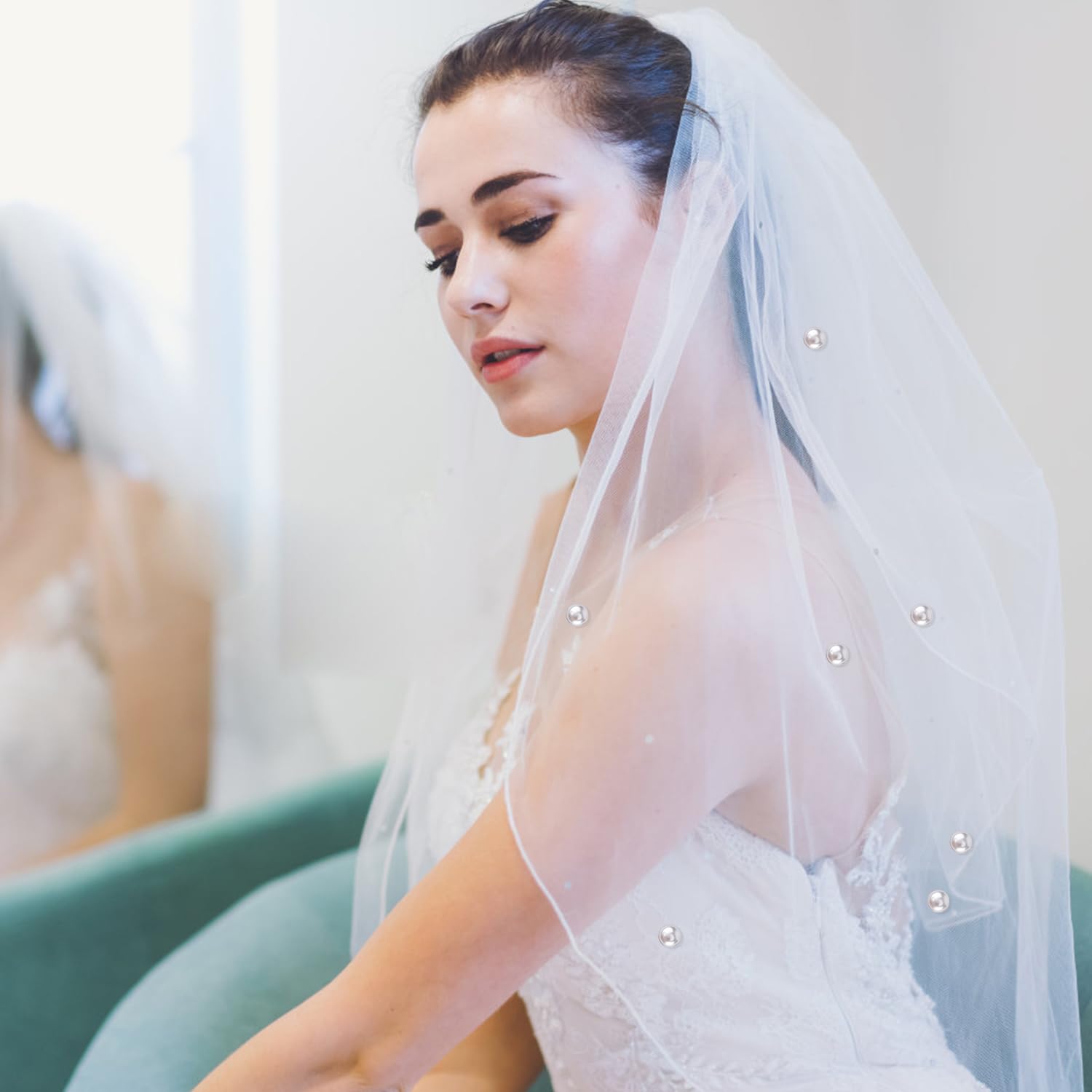 XIHIRCD 10 Paar Schleier Gewichte, Elegant Kleidergewichte für Wind Doppelseitig Künstliche Perlen Vielseitig Einsetzbar Hijab-Magnetnadeln für Braut Hochzeit Schleierzubehör Muslimische Schals