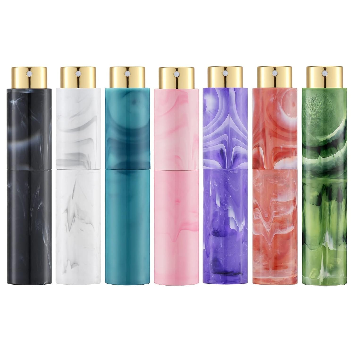 darvihan 10 ml perfume atomizer travel spray bottle, refillable mini fragrance dispenser, portable empty scent sprayer container for perfume and daily travel, marble multicolor, 7
