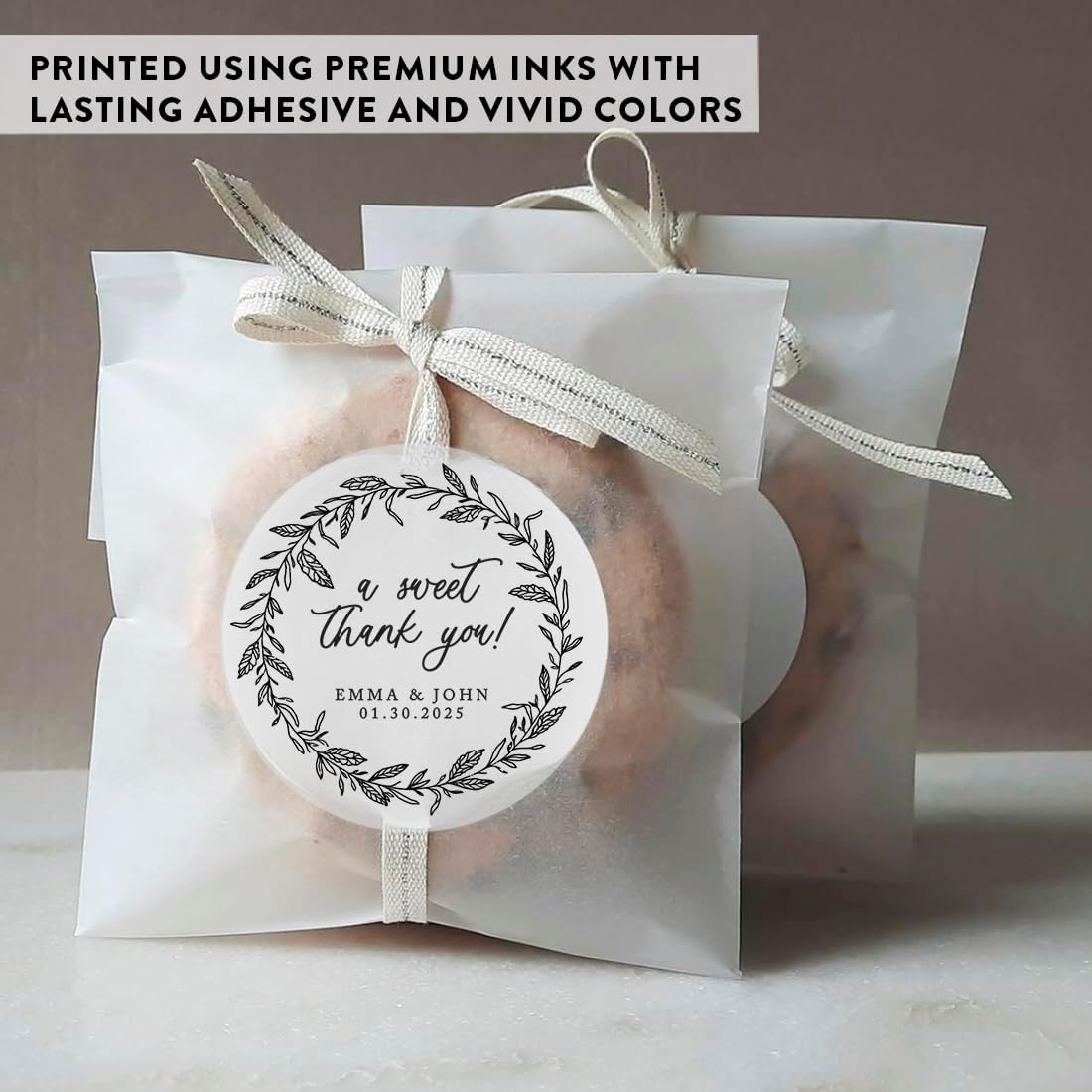 Andaz Press 2" Round Crystal Clear Personalized Wedding Sticker Labels Custom A Sweet Thank You Vinyl Envelope Tab Sealer Self-Adhesive Labels for Wedding Favors, Thank You Gift Candy Sweets, 40-Pack