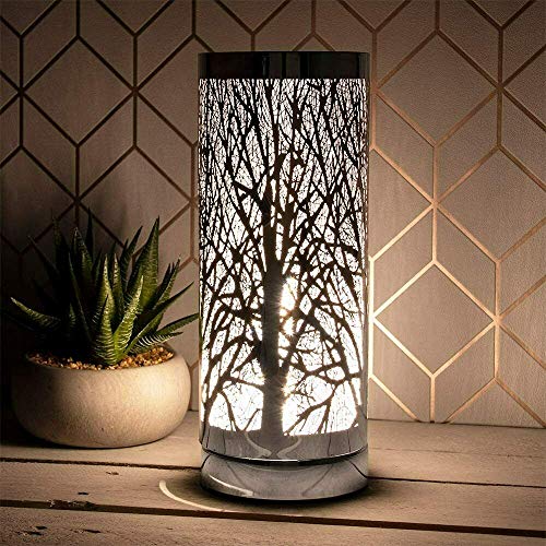 HomeZone Electric Wax Melt Burner Light Aroma Silhouette Touch Lamp Diffuser Wax Warmer Home Fragrance Homeware Scent Lamp (Silver)