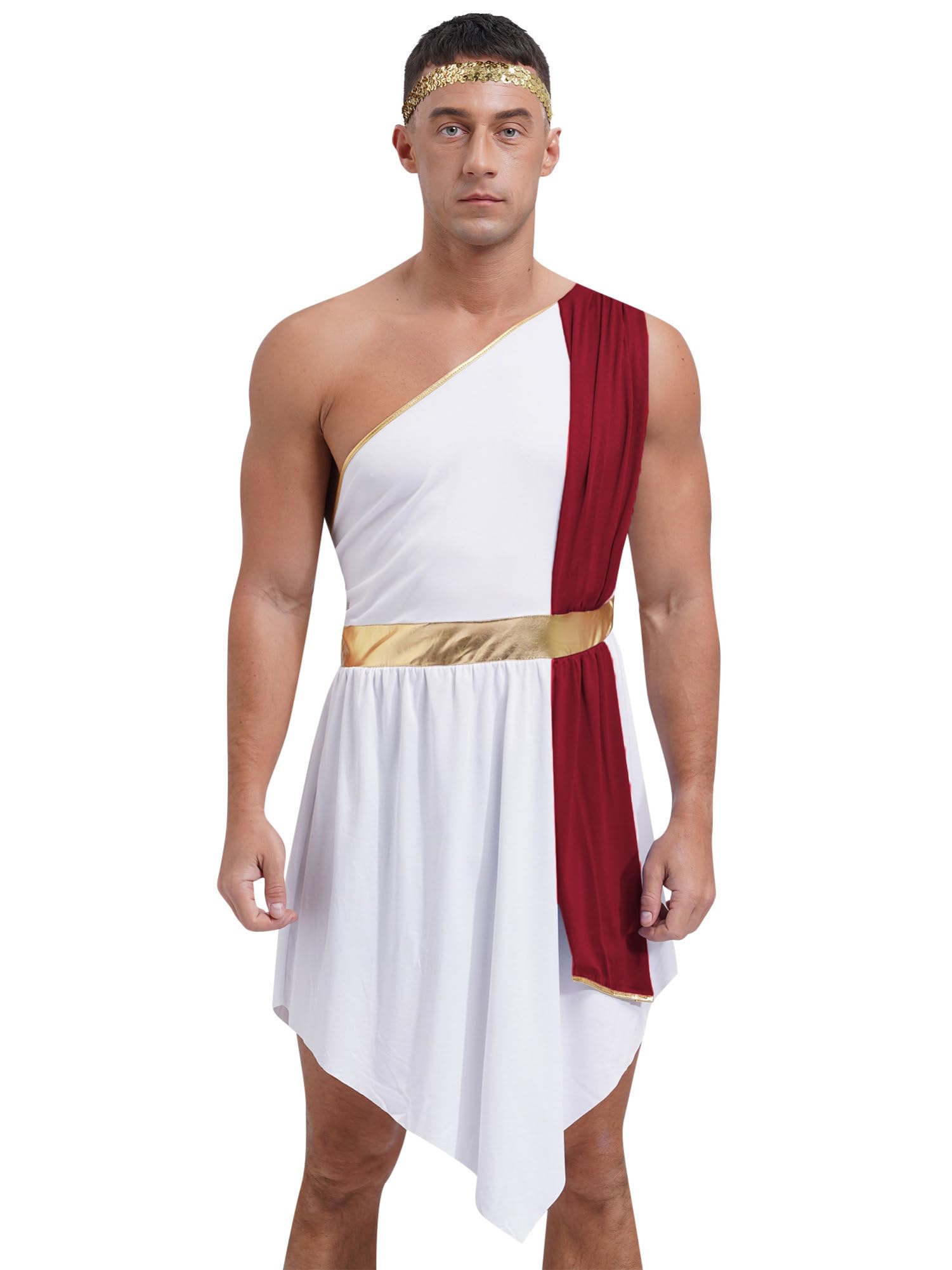 IEFIEL Disfraz de Dios del Olimpo para Hombre Disfraz De Toga Griego Romano Faraón Disfraz de Antigua Roma para Carnaval Halloween Costumes M-3XL