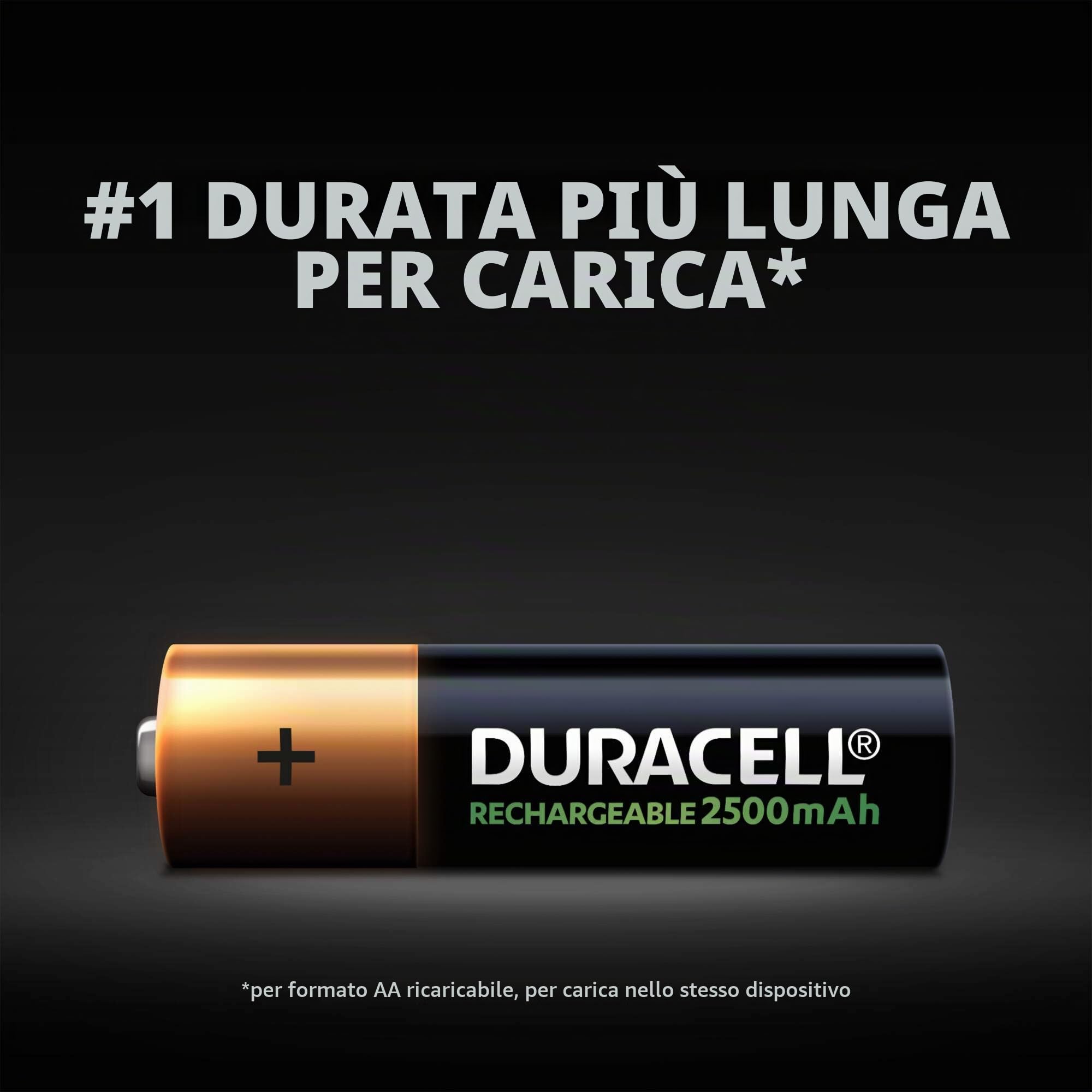 Duracell Rechargeable AA 2500 mAh Prericaricate, Batterie Stilo Ricaricabili 2500 mAh, Confezione da 4 & Amazon Basics - Caricabatteria digitale intelligente, per 4 batterie AA, AAA