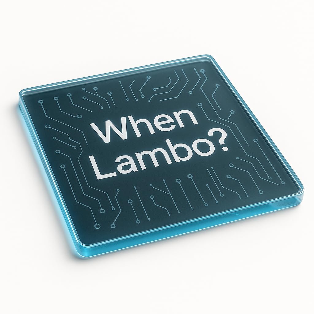The Plum Penguin Lambo Glow Futuristic Acrylic Coaster Gift - Sleek Crypto-Inspired Design With Subtle Glow And Elegant Typography