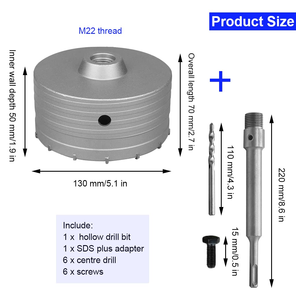 FRESA CAROTATRICE A Tazza 100 Mm Per Muro Frese Pietra Cemento Con Asta Sds Plus EUR 20,00 - IT