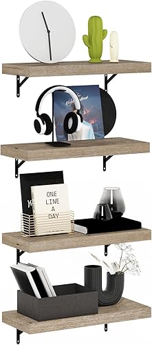 Miniatura 22 de Furinno Rossi - Estantes flotantes triangulares para pared, juego de 3 estantes geométricos de esquina, estantes montados en la pared para baño,