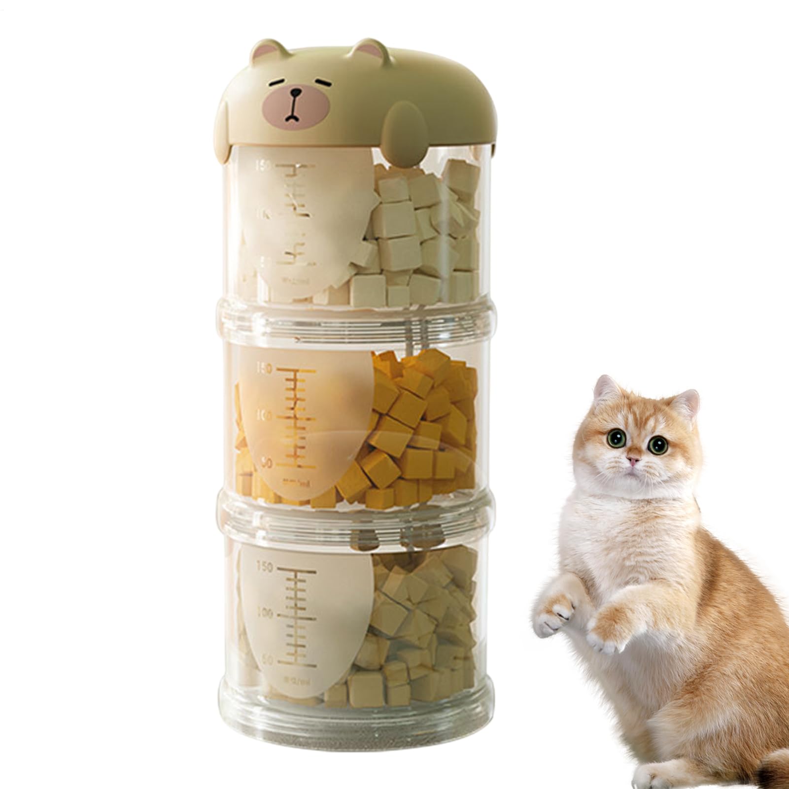 Almacenamiento de golosinas para perros, pequeño recipiente portátil para golosinas, tarro de galletas decorativo apilable, diseño conveniente para despensa de cocina, uso en viajes al aire