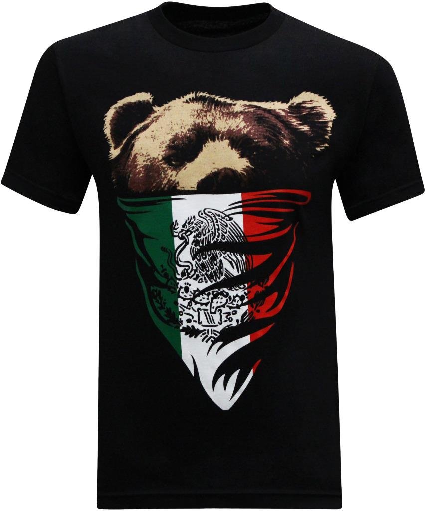 tees geek California Republic Mexican Flag Bandana Bear Men's T-Shirt
