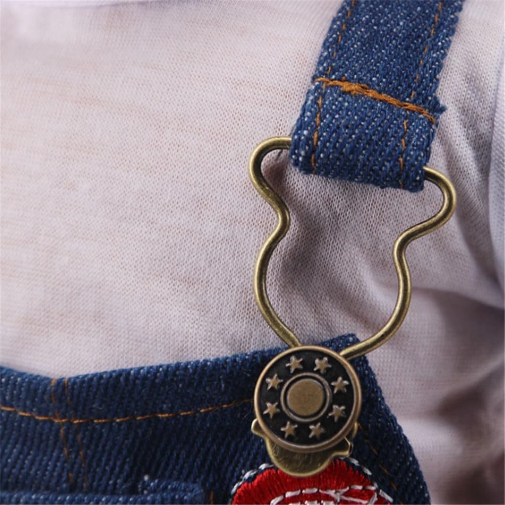 NIXNUT Doll Clothes Outfit Jeans Overalls T-Shirt for American Girl Doll 18-inch - Image 4