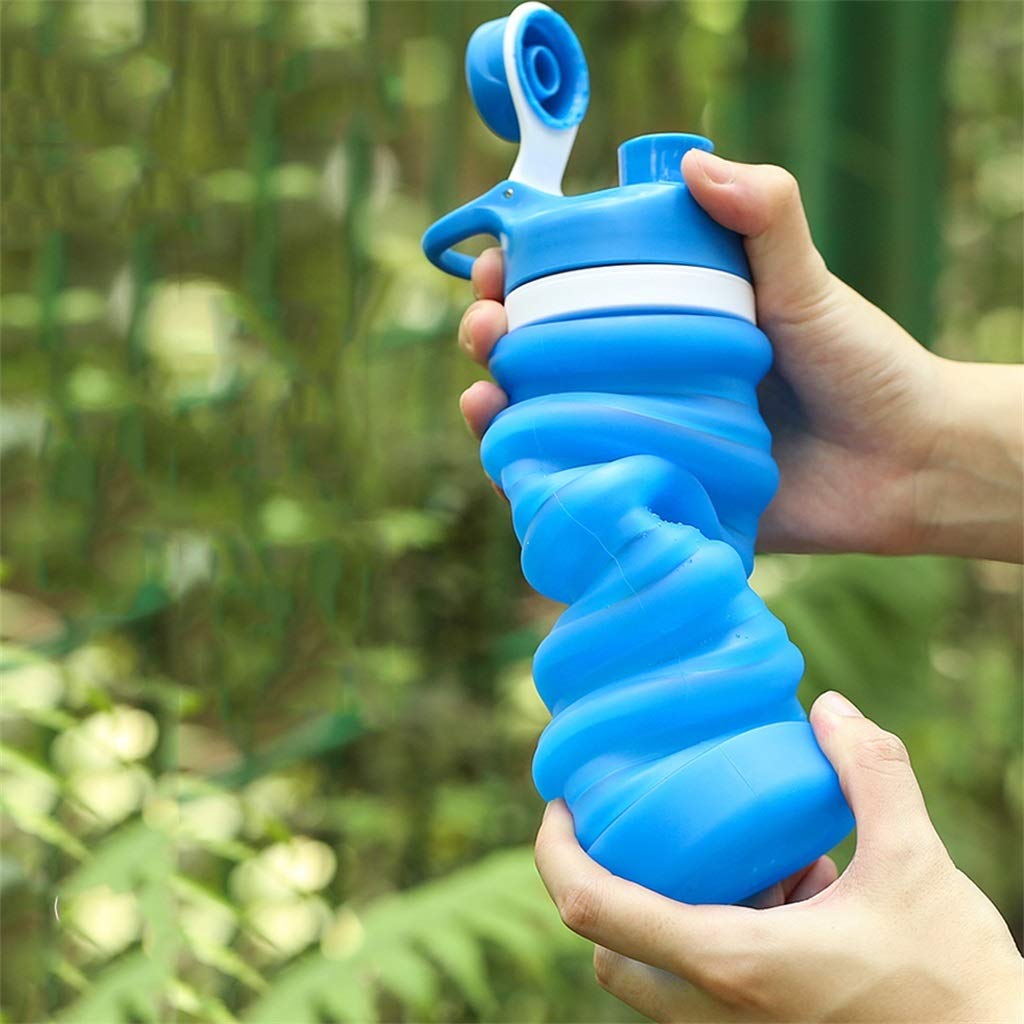 Bottiglia d'Acqua Pieghevole, 500ml Resistente al Calore con Gancio Usato for Viaggi All'aperto (3 Colori)