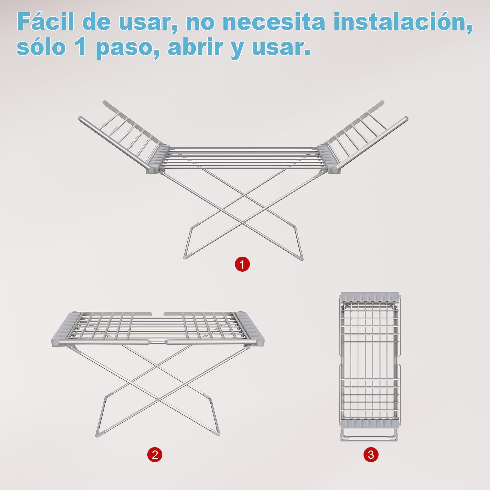 Innotic Tendedero Eléctrico con calefacción Plegable de 230 W, 18 Tubos de calefacción, tendedero calefactable para Interiores para Apartamentos y oficinas, Aluminio (145 x 94 x 54 cm)