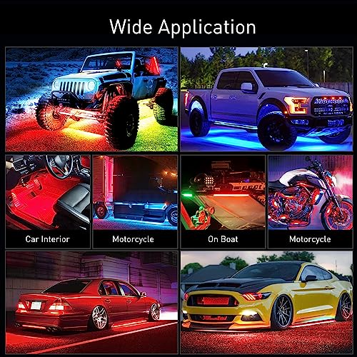 Nilight TL-300 4Pcs Car Underglow Neon Accent Strip Lights 256 Leds Rgbic Multi Color Diy Sound Active Function Music Mode With App Control And Remote Control Underbody Light Strips thumb #3
