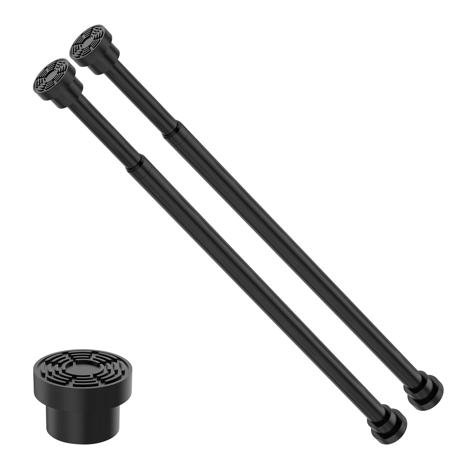 2Pcs Tension Rods 42-74 cm, Net Curtain Rod No Drill Extendable Tension Curtain Pole for Small Windows, Door, Cupboards, Clothes, Bedroom (Black)