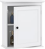 Vista 10 de Spirich Armario de baño montado en la pared, pequeño armario de pared de baño sobre inodoro, organizador de botiquín con puertas y estante