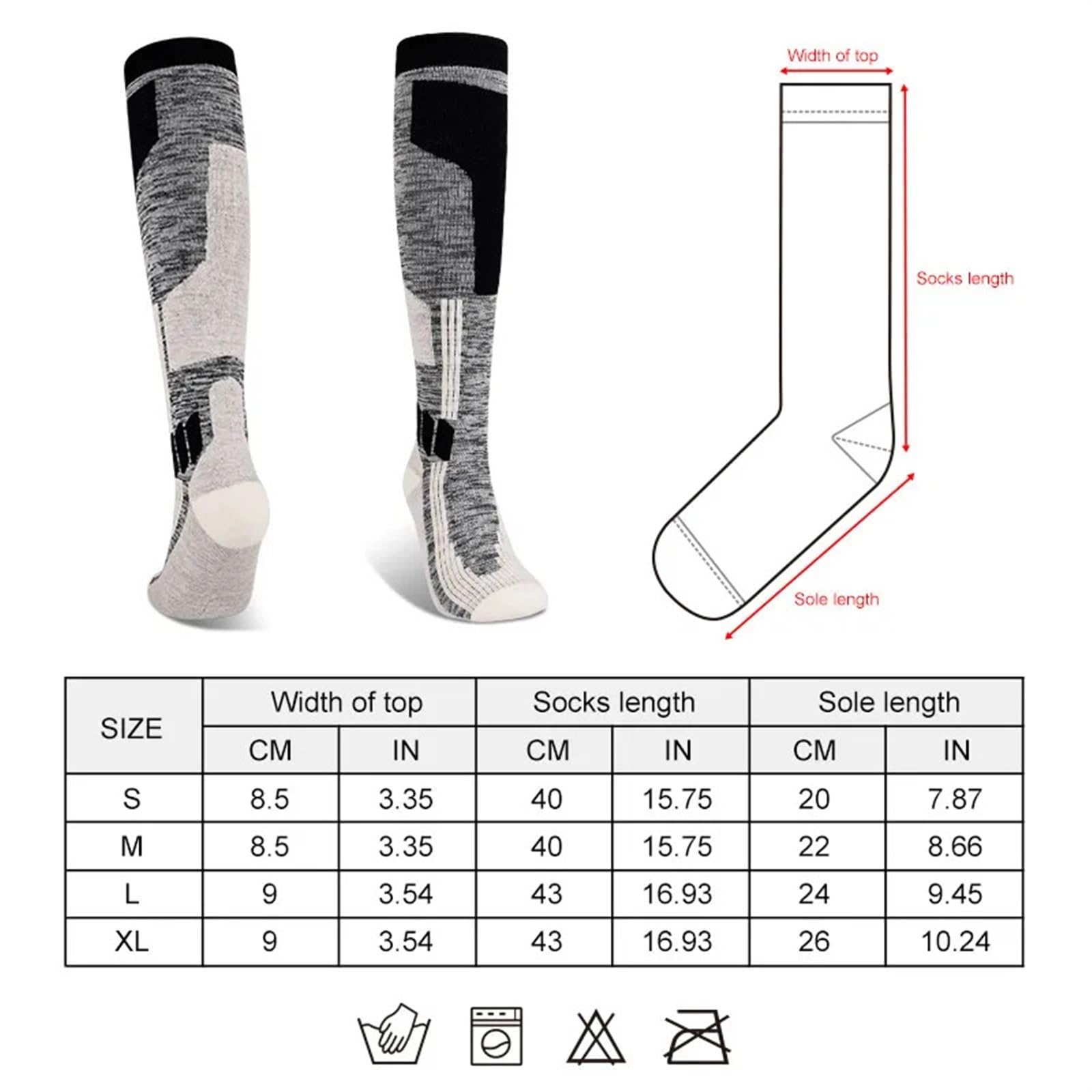 Calzini da Sci in Lana Calzini da Trekking Professionali for Uomo/Donna all'aperto Calzini Lunghi Alti Fino al Ginocchio in Spugna Spessa per Lo Sci