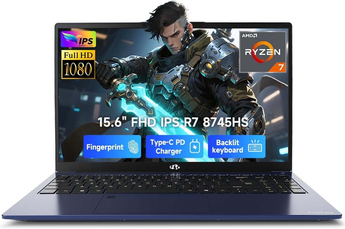 61J-Mur4FmL._AC_SL1500_ NIMO 15.6" IPS FHD-Gaming-Laptop, AMD Ryzen 7 8745HS 32GB DDR5 RAM 1TB SSD (up to 4.9GHz) Radeon 780M Graphics Business Computer with 100W Type-C Backlit Keyboard, Fingerprint USB-C 4.0