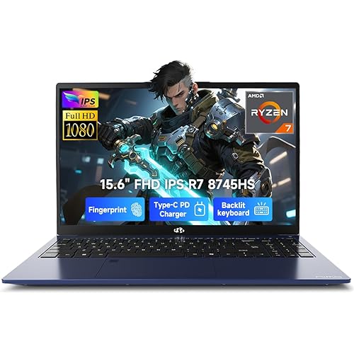 NIMO 15.6" IPS FHD-Gaming-Laptop, AMD Ryzen 7 8745HS 32GB DDR5 RAM 1TB SSD (up to 4.9GHz) Radeon 780M Graphics Business Computer with 100W Type-C Backlit Keyboard, Fingerprint USB-C 4.0