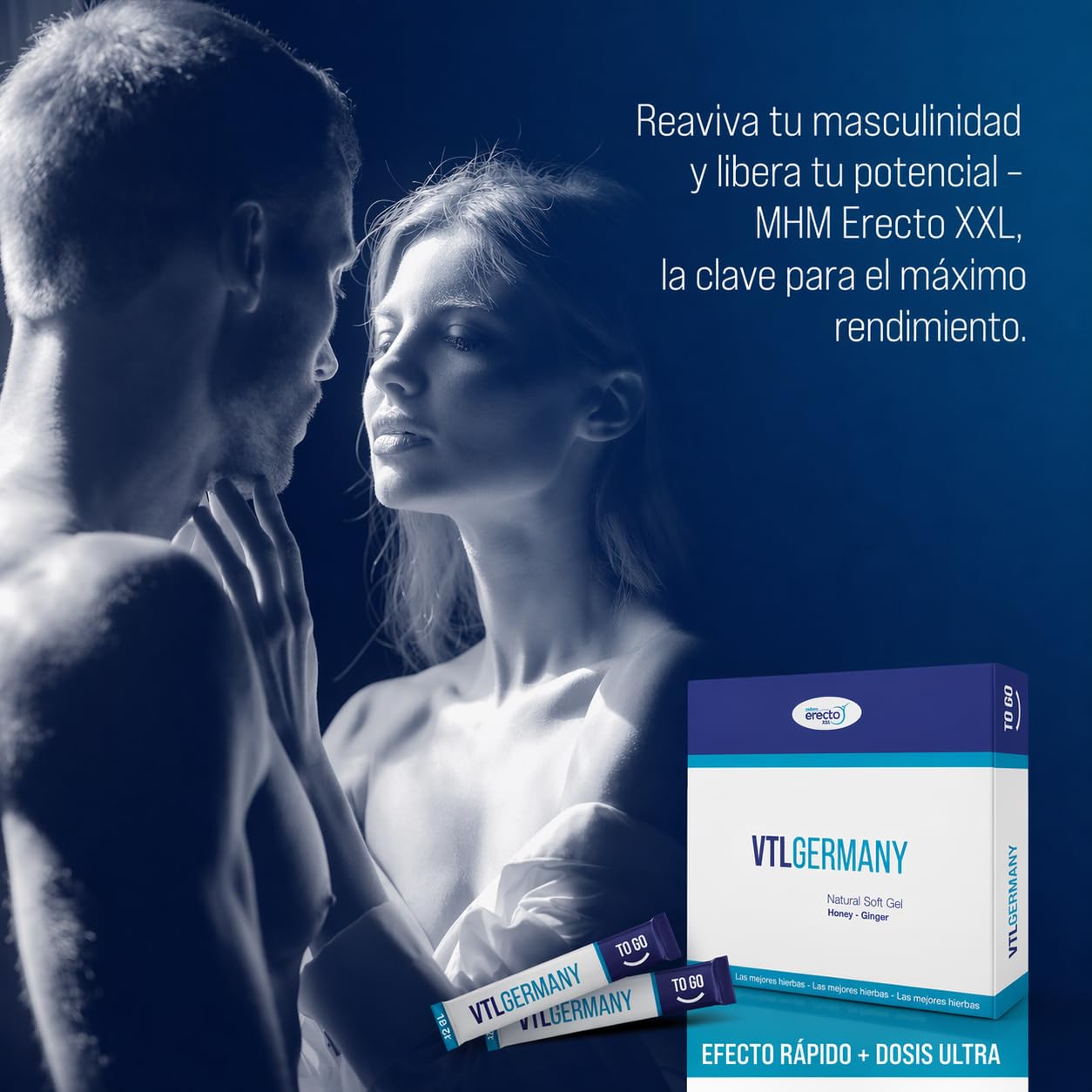 VTL GERMANY Miel Afrodisíaco Hombre, Efecto Inmediato, 12x12g Stick Miel Gel, Extra Fuerte para Hombres Activos