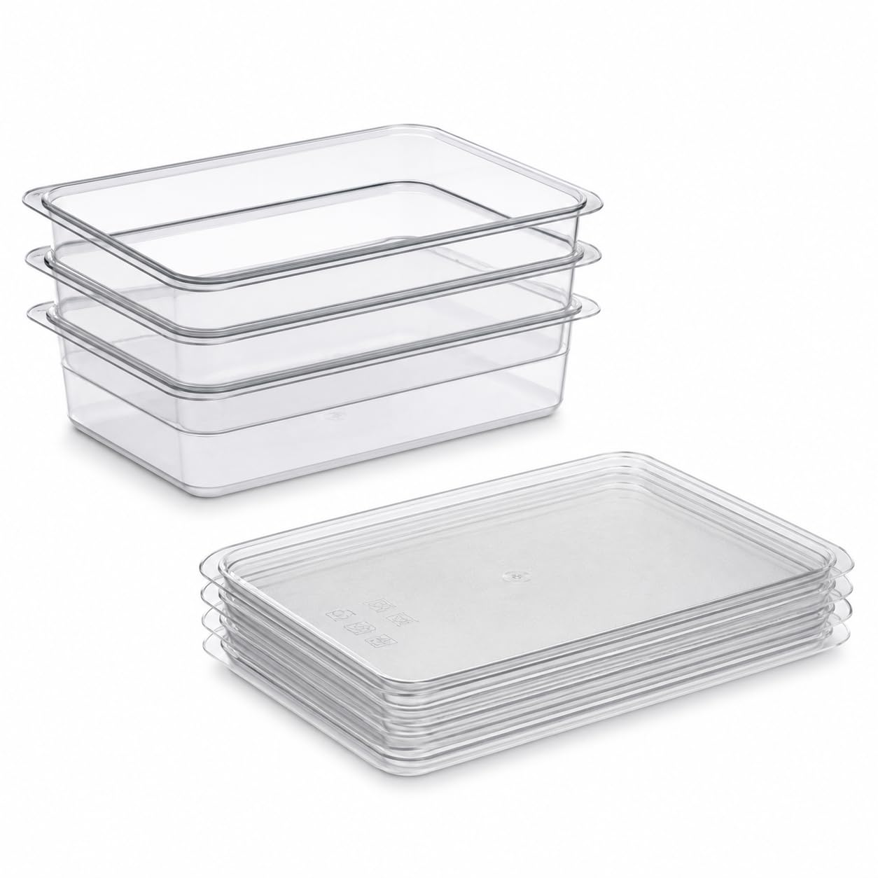 1/2 Size Food Pan Set with Sealing Lids by Glownary – 1/2 Size, 4.05 pounds, Polypropylene, Translucent, Pack of 3