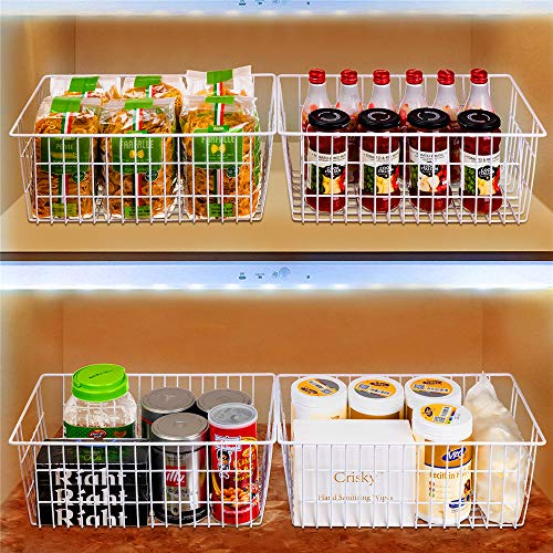 Sanno Freezer Baskets Wire Storage Baskets Closet Baskets Bin Farmhouse Organizer Storage Bins Organization Storage For Home, Office, Bathroom, Pantry -Set Of 2, 15.7" #TOP1