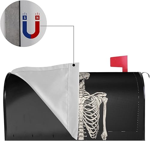 Miniatura 3 de Rock and Roll - Fundas de buzón de esqueleto bohemio hippie, fundas magnéticas para buzón, tamaño grande, 25.5 x 21 pulgadas para decoración de