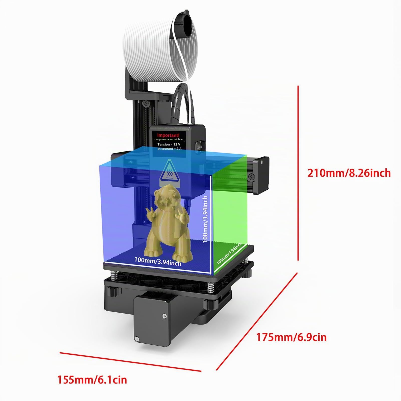 Imprimante 3D de haute précision 10-40 mm/s, mini machines d'impression 3D, pour débutants, bricoleurs, prend en charge le filament PLA TPU 1,75 mm, imprimante 3D débutant avec 1 clic