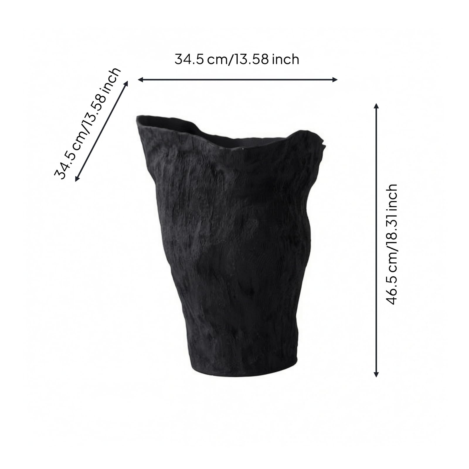 MagiDeal Jarrón de Cerámica Florero Escultural Vaso Decorativo Centro de Mesa Barro con Pátina Artesanal y Acabado Mate Que, Negro, D款 Negro Bajo 34.5 34.5 H46.5cm