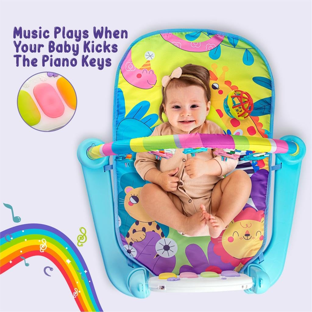 ADKD Baby Toys Multi Functional Musical Keyboard Mat Piano Baby Mat Gym & Fitness Rack For 0 To 24 Month Age Baby (Pink),1 Count 3