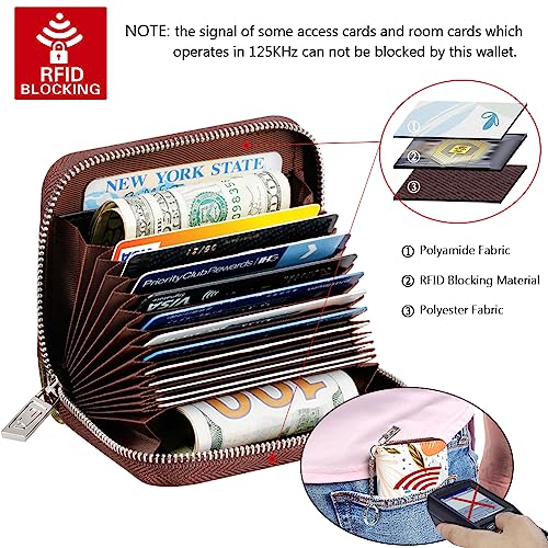 Image of FurArt Zipper Wallet Women, RFID Blocking Credit Card Wallet, Business Card Holder, Compact Size KeyChain Wallet, Doodle, small, Classic